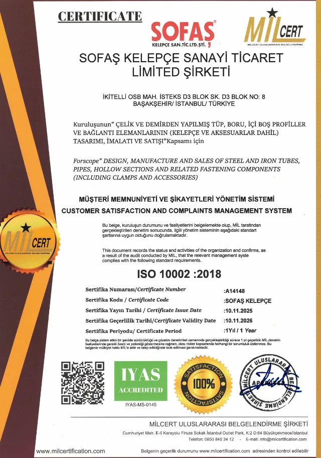 ISO 10002:2018 — Müşteri Memnuniyeti ve Şikayetleri Yönetim Sistemi sertifikası