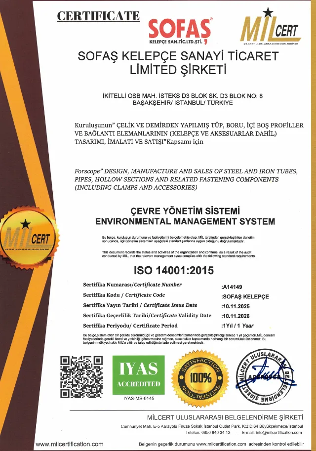 ISO 14001:2015 — Çevre Yönetim Sistemi sertifikası