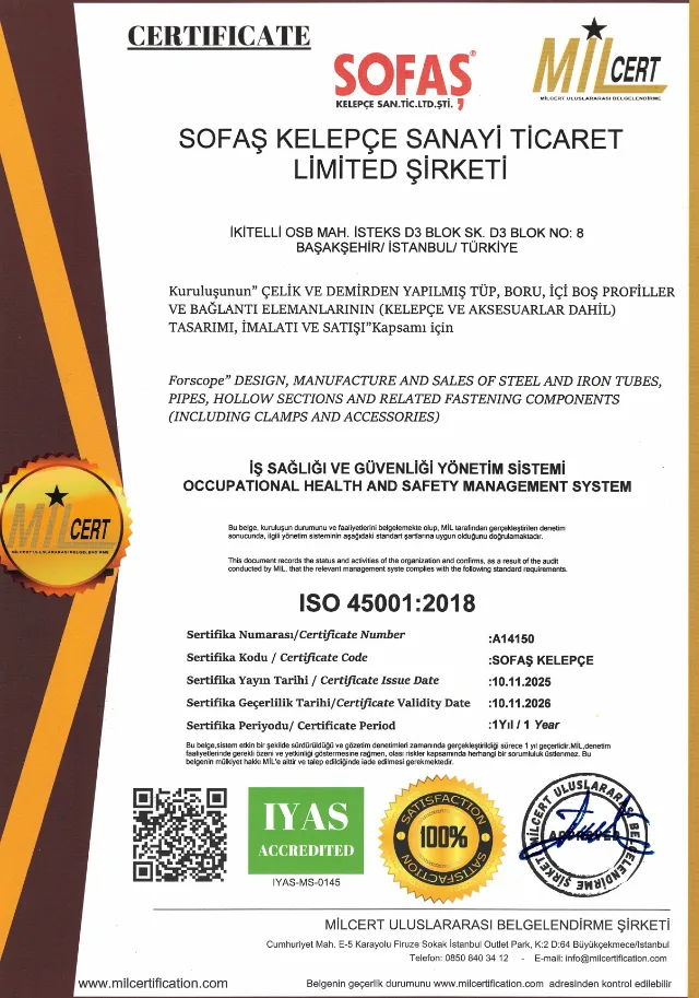 ISO 45001:2018 — İş Sağlığı ve Güvenliği Yönetim Sistemi sertifikası